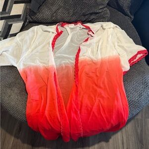 LuLaRoe Red and White Ombre Kimono